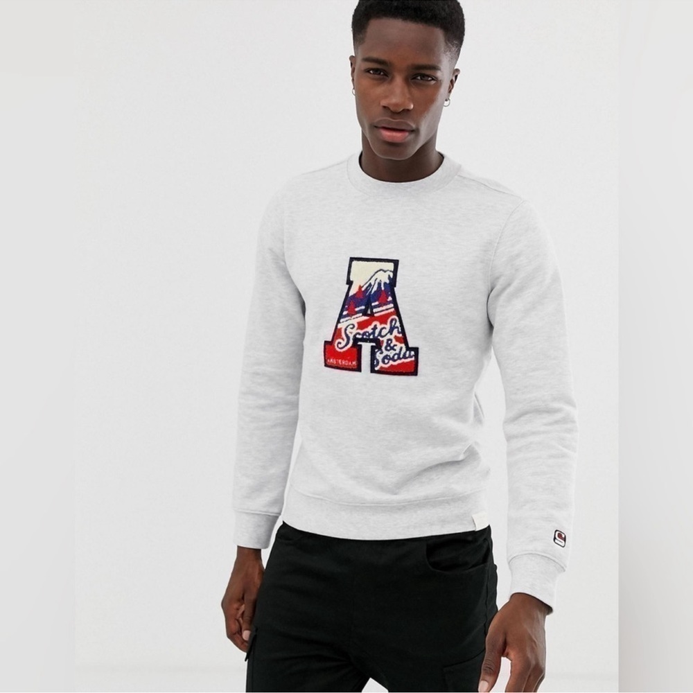 Scotch & Soda Big Towelling Appliqué Crewneck Sweater